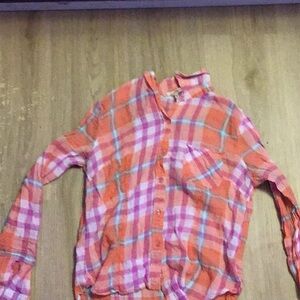 TRUE LIGHT Orange and Pink Button Down Shirt